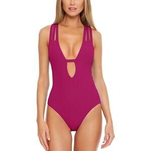 Becca Rib Skylar Plunge One-Piece Nwot $128